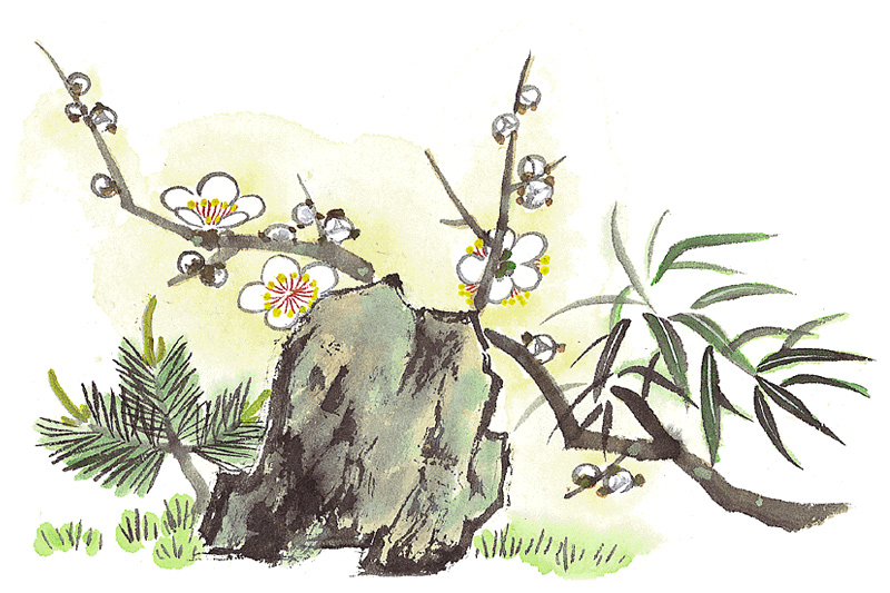 絵画石 松竹梅 鑑賞石 縁起物 【公式通販】